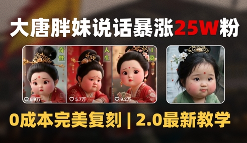 AI大唐胖贵妃说话2.0，40条视频暴涨40w粉，附独家变现攻略-非凡网-资源网-最新项目分享网站