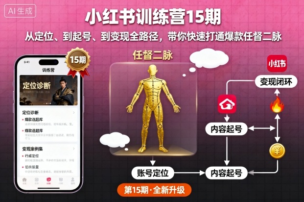 小红书训练营15期，从定位、到起号、到变现全路径，带你快速打通爆款任督二脉-非凡网-资源网-最新项目分享网站