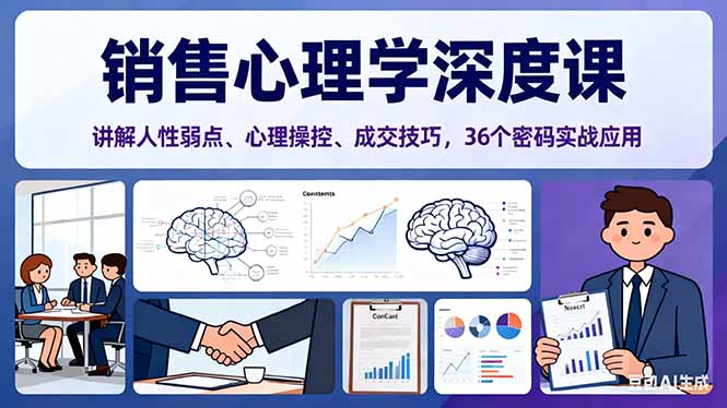 销售心理学深度课，讲解人性弱点、心理操控、成交技巧，36个密码实战应用-非凡网-资源网-最新项目分享网站