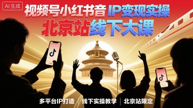视频号小红书抖音IP变现实操北京站线下大课，40+行业短视频高变现姿势，100+IP高变现实操技术-非凡网-资源网-最新项目分享网站