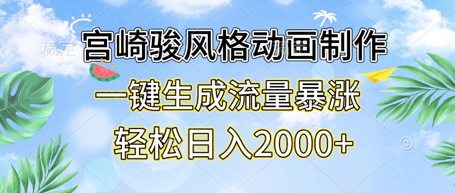 宫崎骏风格动画制作，一键生成流量暴涨，轻松日入2000+-非凡网-资源网-最新项目分享网站
