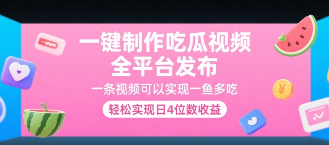 一键制作吃瓜视频，全平台发布，一条视频可以实现一鱼多吃，轻松实现日4位数收益【揭秘】-非凡网-资源网-最新项目分享网站