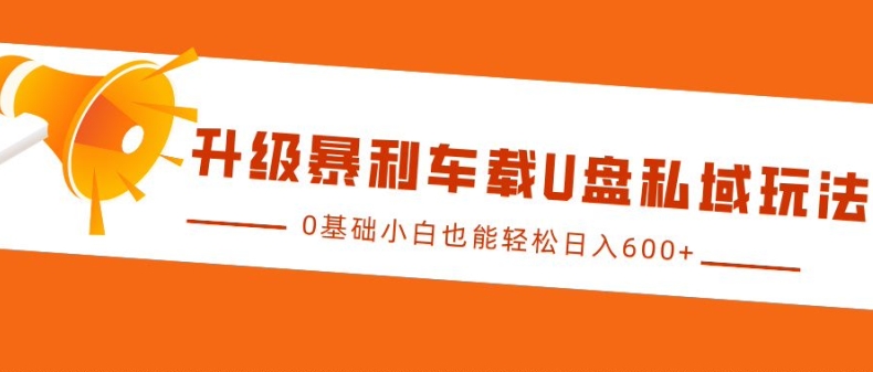 升级暴利车载U盘私域玩法，0基础小白也能轻松日入多张【揭秘】-非凡网-资源网-最新项目分享网站