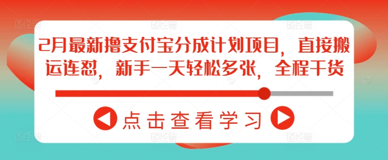 2月最新撸支付宝分成计划项目，直接搬运连怼，新手一天轻松多张，全程干货-非凡网-资源网-最新项目分享网站