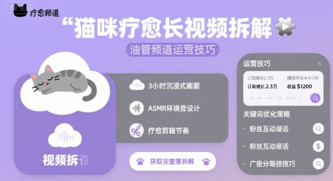 猫咪疗愈长视频拆解 &油管频道运营技巧-非凡网-资源网-最新项目分享网站