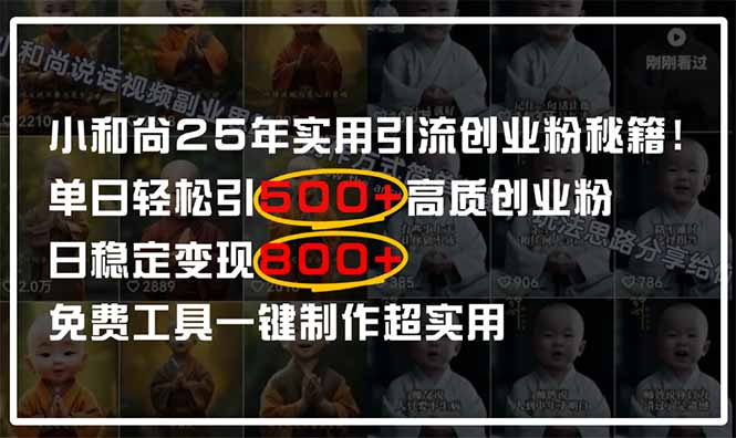 小和尚2025年实用引流秘籍！单日轻松引500+高质量创业粉，日变现800+，…-非凡网-资源网-最新项目分享网站