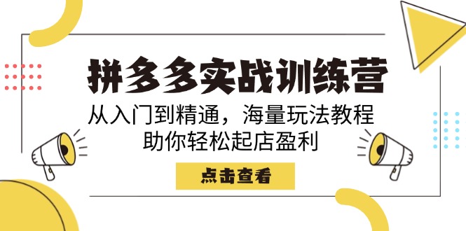 拼多多实战训练营，从入门到精通，海量玩法教程，助你轻松起店盈利-非凡网-资源网-最新项目分享网站