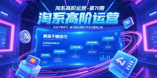 淘系高阶运营-第70期，标品干爆技巧，解决难点策略，大佬操盘方法-非凡网-资源网-最新项目分享网站
