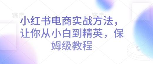小红书电商实战方法，让你从小白到精英，保姆级教程-非凡网-资源网-最新项目分享网站