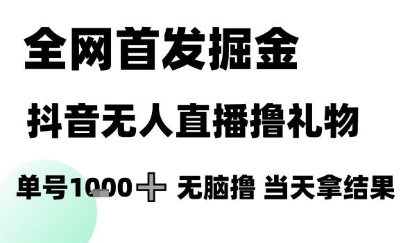 全网首发掘金抖音无人直播撸礼物，单号1k +无脑撸，当天拿结果【揭秘】-非凡网-资源网-最新项目分享网站