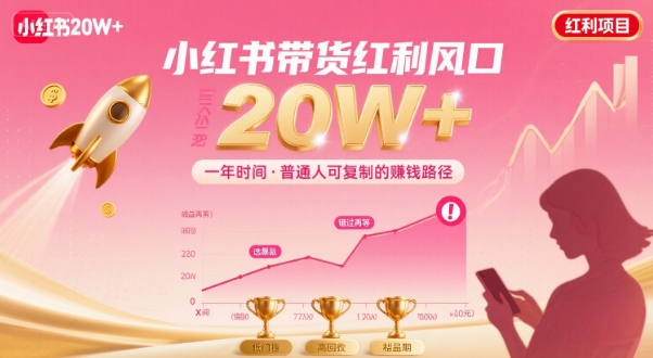 一年时间靠小红书带货项目年入20w+，最不能错的大红利项目-非凡网-资源网-最新项目分享网站
