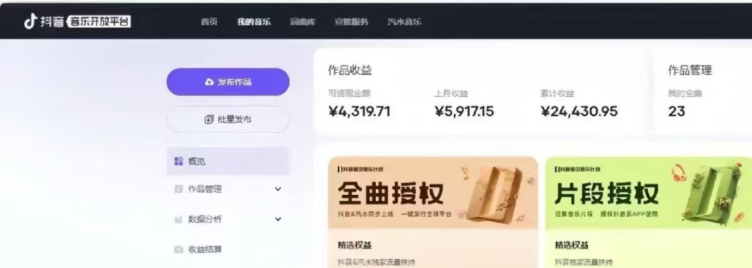 抖音汽水音乐人计划无脑月入5000+操作简单实操已落地-非凡网-资源网-最新项目分享网站