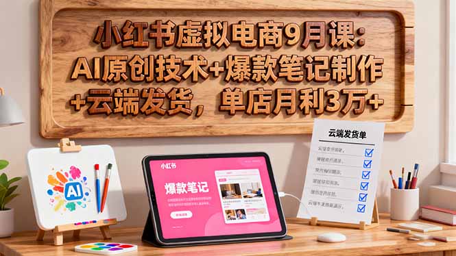 小红书虚拟电商9月课：AI原创技术+爆款笔记制作+云端发货，单店月利3万+-非凡网-资源网-最新项目分享网站