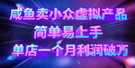 咸鱼卖小众虚拟产品，简单易上手，单店一个月利润破W-非凡网-资源网-最新项目分享网站