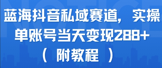 蓝海抖音私域赛道，实操单账号当天变现288+(附教程)-非凡网-资源网-最新项目分享网站