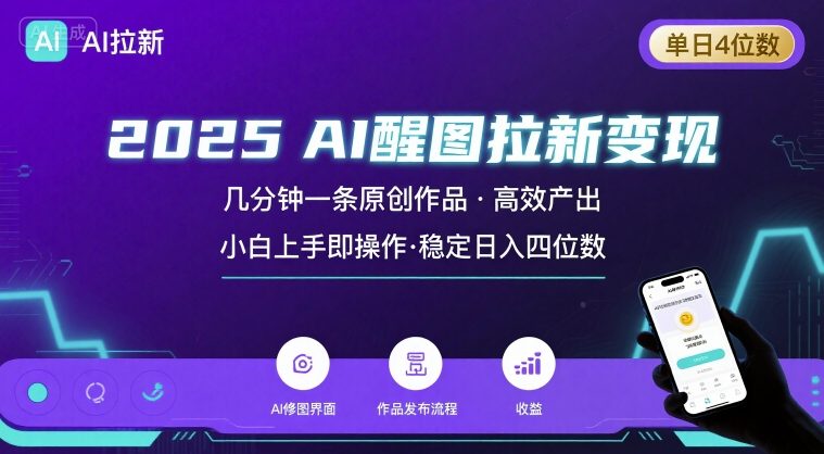 2025最强AI醒图拉新，几分钟一条原创作品，单日收入4位数，小白也能上手操作-非凡网-资源网-最新项目分享网站