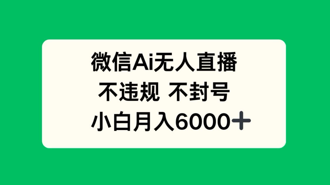 微信AI无人直播，不违规 不封号 ，小白月入6000+-非凡网-资源网-最新项目分享网站