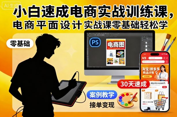 小白速成电商实战训练课，电商平面设计实战课零基础轻松学-非凡网-资源网-最新项目分享网站