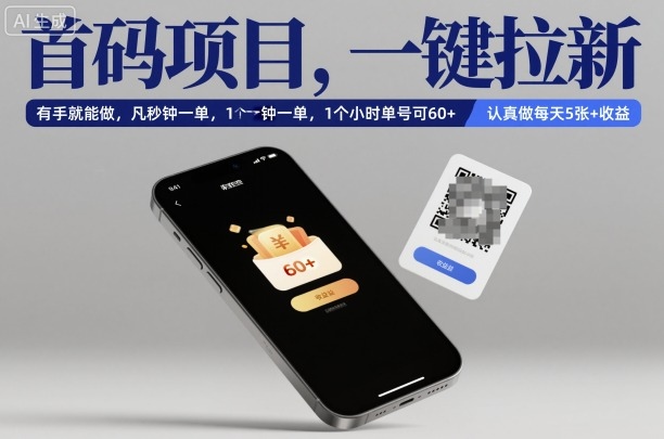 首码项目，一键拉新，有手就能做，几秒钟一单，1个小时单号可60+，认真做每天5张+收益【揭秘】-非凡网-资源网-最新项目分享网站
