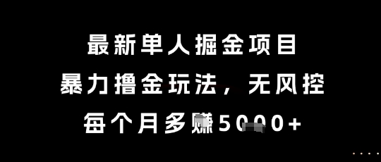 最新单人掘金项目，暴力撸金玩法，无风控，每个月多挣5k+【揭秘】-非凡网-资源网-最新项目分享网站