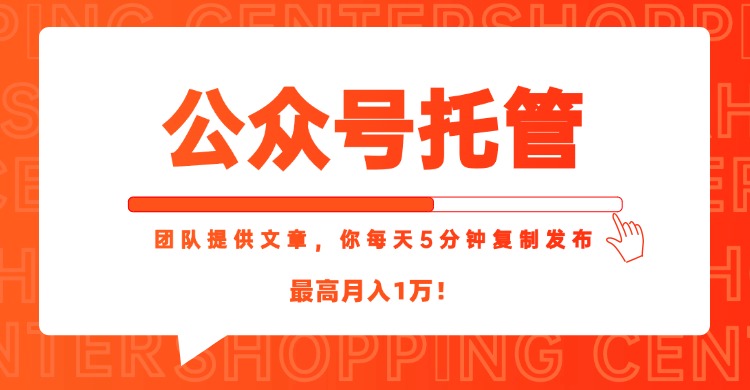 【公众号托管 】我提供文章，你每天５分钟复制发布，最高月入1W-非凡网-资源网-最新项目分享网站