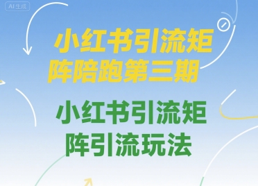 小红书引流矩阵陪跑第三期，小红书引流矩阵引流玩法-非凡网-资源网-最新项目分享网站
