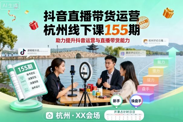 抖音直播带货运营杭州线下课155期，助力提升抖音运营与直播带货能力-非凡网-资源网-最新项目分享网站