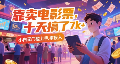 靠卖电影票，十天搞了7k+，小白无门槛上手，零投入【揭秘】-非凡网-资源网-最新项目分享网站