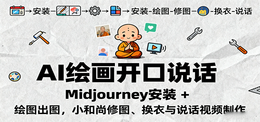 AI绘画开口说话，Midjourney安装 + 绘图出图，小和尚修图、换衣与说话视频制作-非凡网-资源网-最新项目分享网站