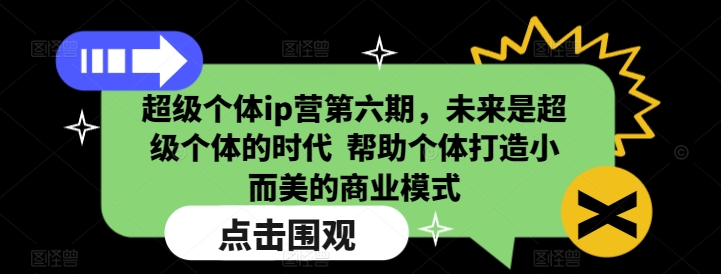 超级个体ip营第六期，未来是超级个体的时代  帮助个体打造小而美的商业模式-非凡网-资源网-最新项目分享网站