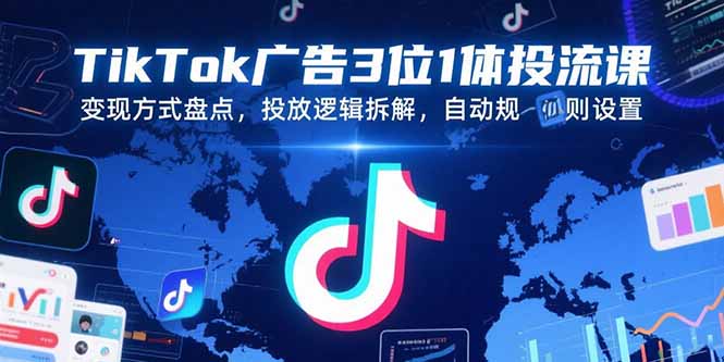 TikTok广告3位1体投流课，变现方式盘点，投放逻辑拆解，自动规则设置-非凡网-资源网-最新项目分享网站