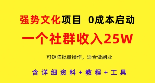 强势文化项目，一个社群收入25个W，0成本启动，可矩阵批量操作，原创详细实操教程-非凡网-资源网-最新项目分享网站