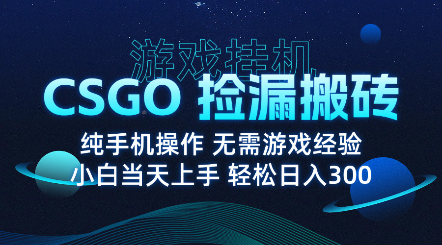 8月最新游戏搬砖，CSGO纯挂机，不需要玩游戏，实现真挂机，月入1W+-非凡网-资源网-最新项目分享网站