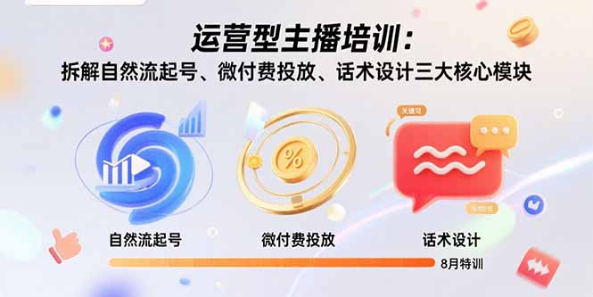 运营型主播培训：拆解自然流起号、微付费投放、话术设计三大核心模块-8月-非凡网-资源网-最新项目分享网站