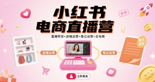 小红书电商直播营，直播带货+店铺运营+笔记运营=全电商-非凡网-资源网-最新项目分享网站