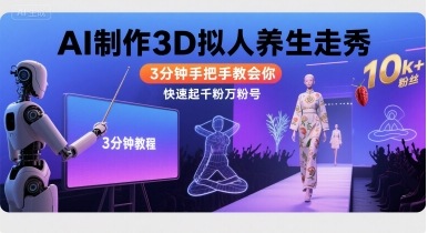 Ai制作3D拟人养生走秀，3分钟手把手教会你，快速起千粉万粉号-非凡网-资源网-最新项目分享网站