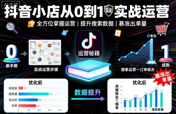 抖音小店从0到1实战运营,帮你全方位掌握小店运营,提升搜索数据与出单量-非凡网-资源网-最新项目分享网站