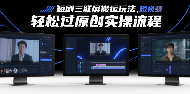 短剧三联屏搬运玩法，短剧搬运轻松过原创实操流程-非凡网-资源网-最新项目分享网站