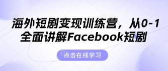 海外短剧变现训练营，从0-1全面讲解Facebook短剧-非凡网-资源网-最新项目分享网站