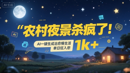 农村夜景杀疯了！AI一键生成治愈系慢生活，单日狂入1k+-非凡网-资源网-最新项目分享网站