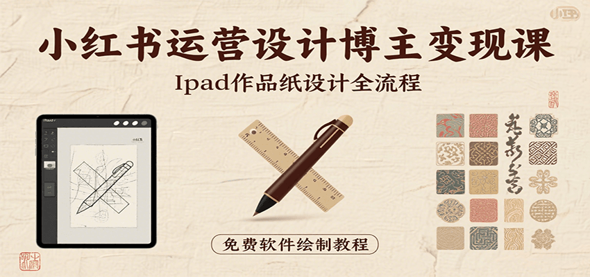 小红书运营设计博主变现课：iPad 上手作品纸设计，含全流程及细节技巧，避坑少绕路-非凡网-资源网-最新项目分享网站