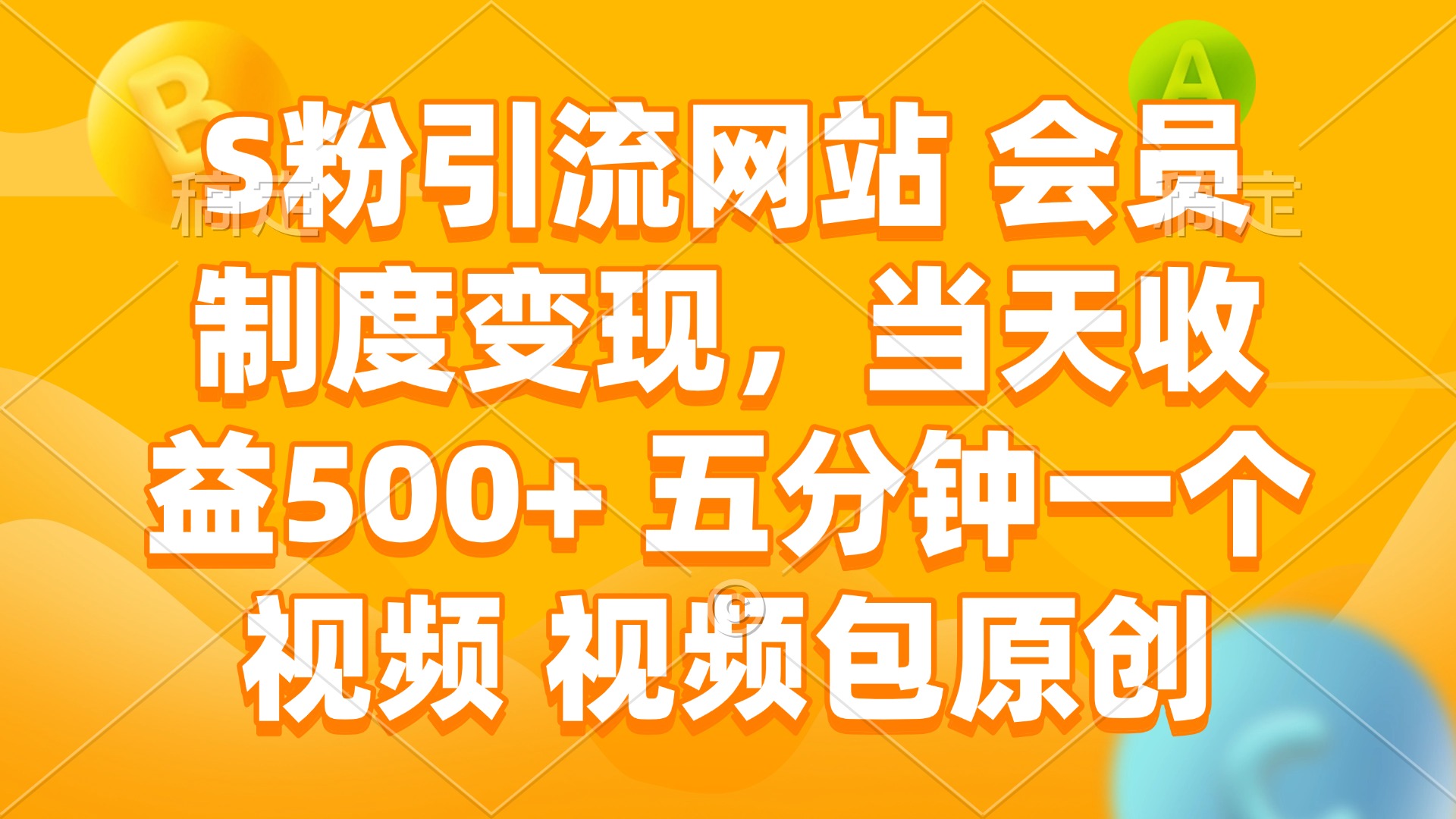S粉引流网站 会员制度变现，当天收益500+ 五分钟一个视频 视频包原创-非凡网-资源网-最新项目分享网站