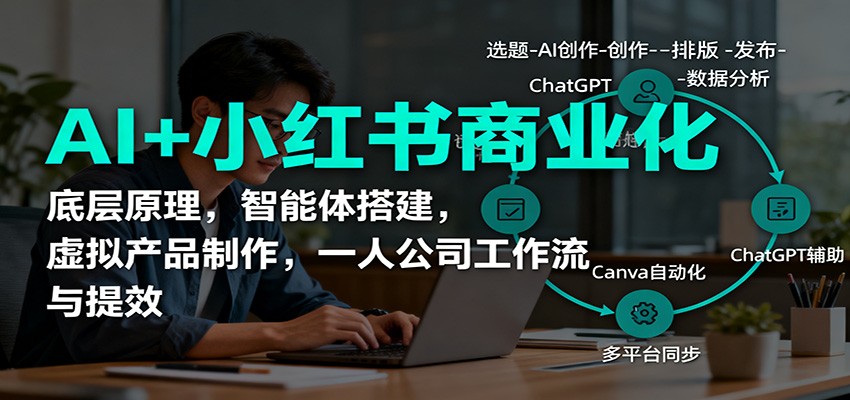 AI+小红书商业化，底层原理，智能体搭建，虚拟产品制作，一人公司工作流与提效-非凡网-资源网-最新项目分享网站