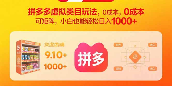 拼多多虚拟类目玩法，0成本，可矩阵，小白也能轻松日入1000+-非凡网-资源网-最新项目分享网站