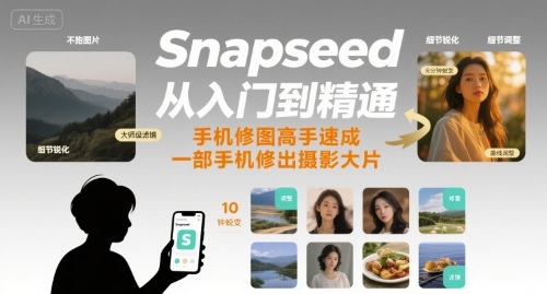 Snapseed从入门到精通，手机修图高手速成，一部手机就能修出摄影大片-非凡网-资源网-最新项目分享网站