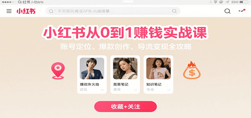 小红书从0到1赚钱实战课：账号定位、 爆款创作 、导流变现全攻略-非凡网-资源网-最新项目分享网站