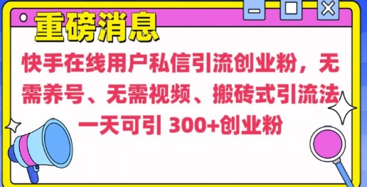 快手最新引流创业粉方法，无需养号、无需视频、搬砖式引流法【揭秘】-非凡网-资源网-最新项目分享网站