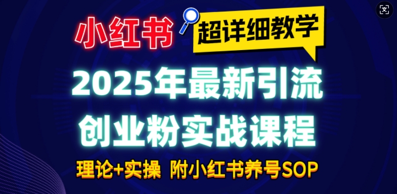 2025年最新小红书引流创业粉实战课程【超详细教学】小白轻松上手，月入1W+，附小红书养号SOP-非凡网-资源网-最新项目分享网站