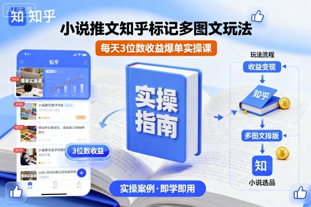 小说推文知乎标记多图文玩法，每天3位数收益爆单实操课-非凡网-资源网-最新项目分享网站