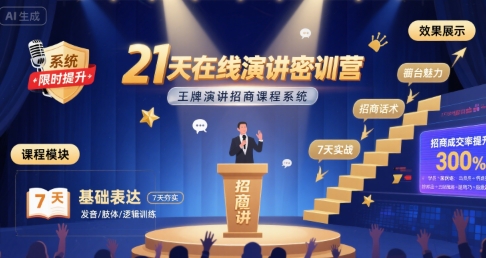 21天在线演讲密训营，王牌演讲招商课程系统-非凡网-资源网-最新项目分享网站